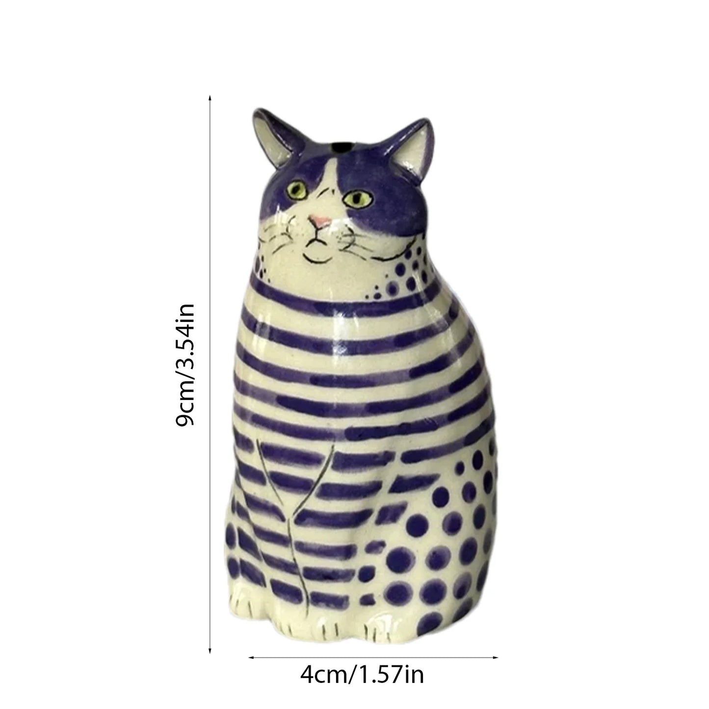 Polka Dot Cat Vase Resin Cat Flower Bud Vase Cat Vase for Home Bookshelf Shelf Decor Table Decoration Tiny Animal Vases