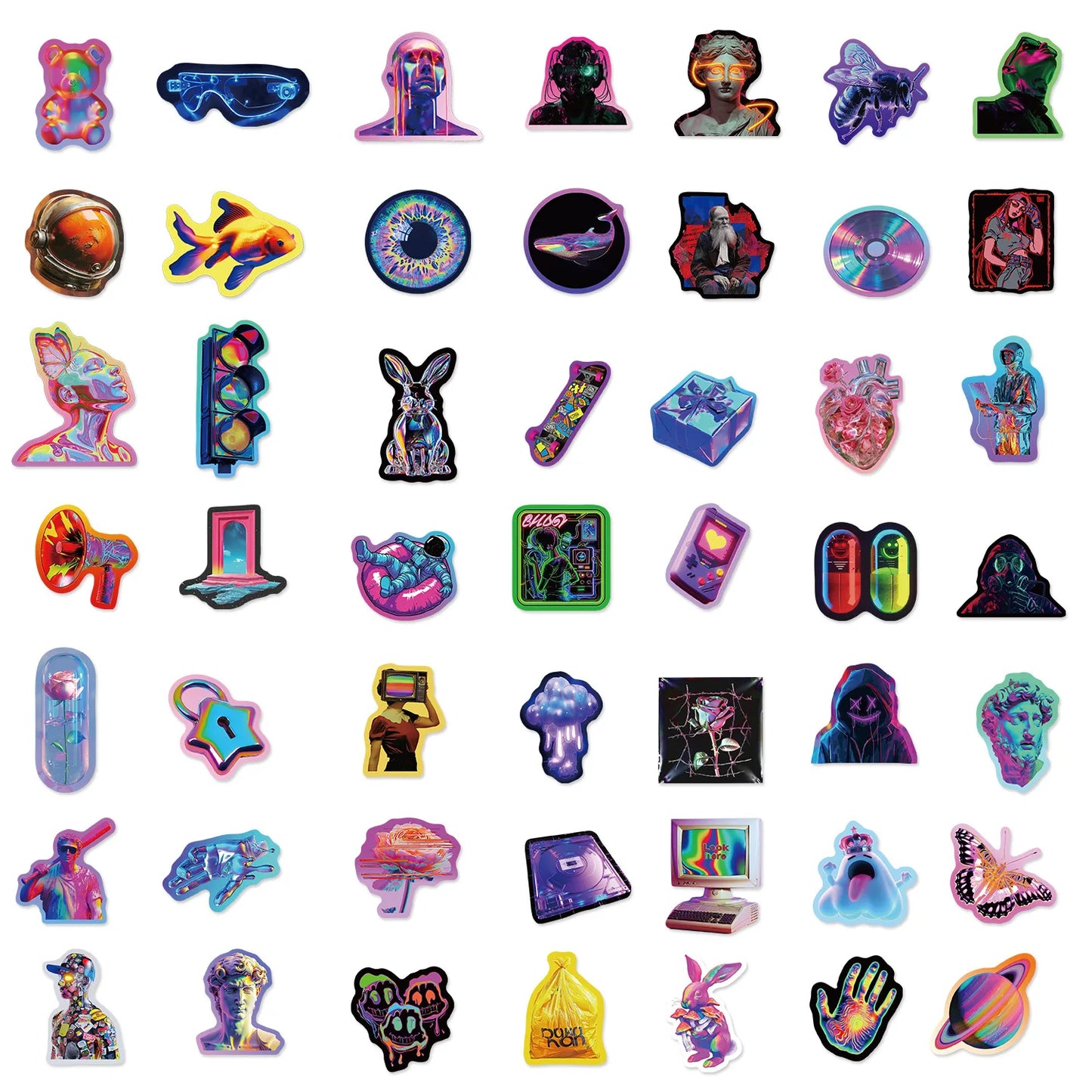 10/30/52PCS INS Cyberpunk Cartoon Graffiti Stickers for DIY Laptop Phone Snowboard Luggage Fridge Waterproof Sticker Kid Toys