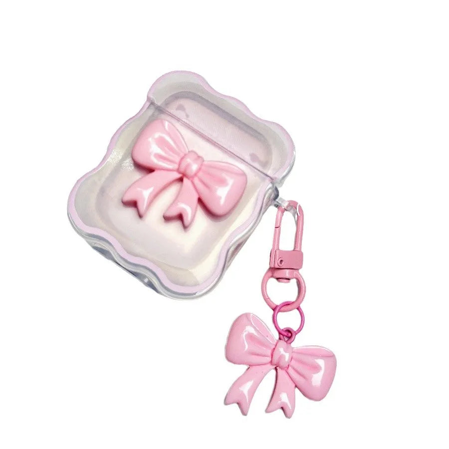 3D pink bow suitable for Apple AirPods 1/2/3/4 generation Bluetooth earphone protective case Pro2ND earphone case