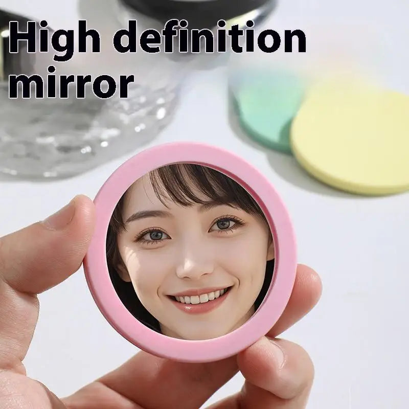 Mini Makeup Mirror Round Silicone Cosmetic Mirror Makeup Mirror Portable For Handbag Purse Pocket Compact Cosmetic Beauty Tool