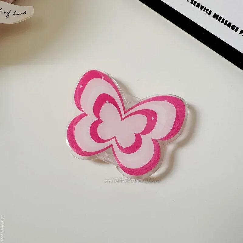 Cute Butterfly Phone Grip Tok Griptok Holder Ring For iPhone 15 Universal Accessories Lovely Bowknot Phone Stand Bracket Socket
