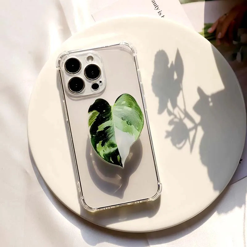 Pink Princess Plant Phone Holder Popular Socket Folding Grip Support Customization Gel Acrylic Simulation Leaf Universal