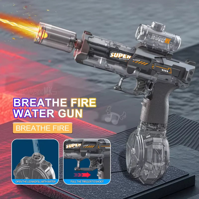 Electric Water Gun Light Up Automatic Squirt Long Range Water Gun Summer Outdoor Beach Pool Party For Adults And Kids Toy Gifts