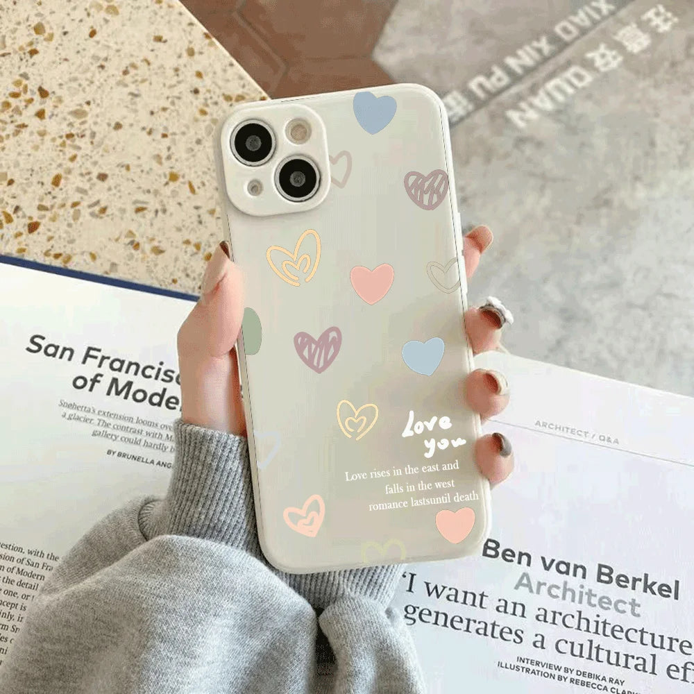 Phone Case for Xiaomi Redmi Note 14 13 12 11 10 9 8 7 14Pro Plus 4G 5G Anti-Scratch Slim Trendy Cover, Graffiti Love silicon