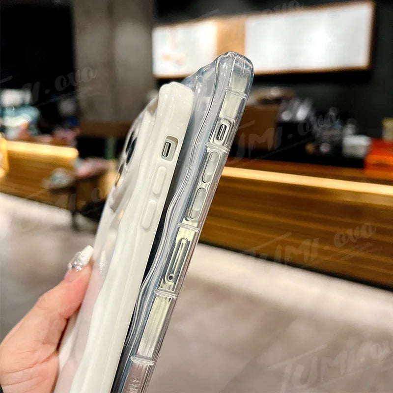 Disney Lovely Stitch 3D Wave Case For iPhone 16 15 14 13 12 11 Pro Max X XR XS 8 7 Plus SE 2020 Shockproof Clear Silicone Cover