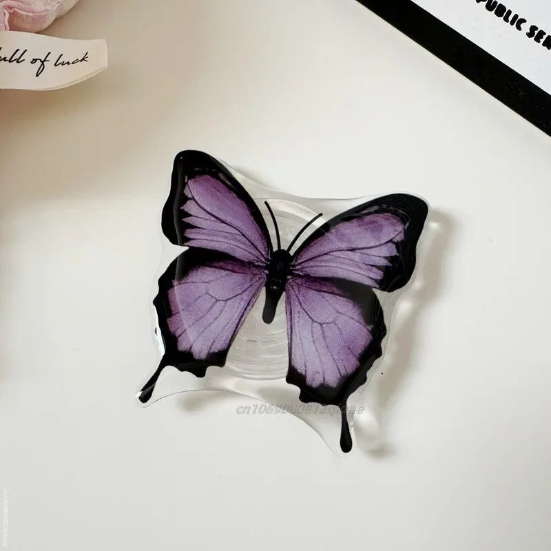 Cute Butterfly Phone Grip Tok Griptok Holder Ring For iPhone 15 Universal Accessories Lovely Bowknot Phone Stand Bracket Socket