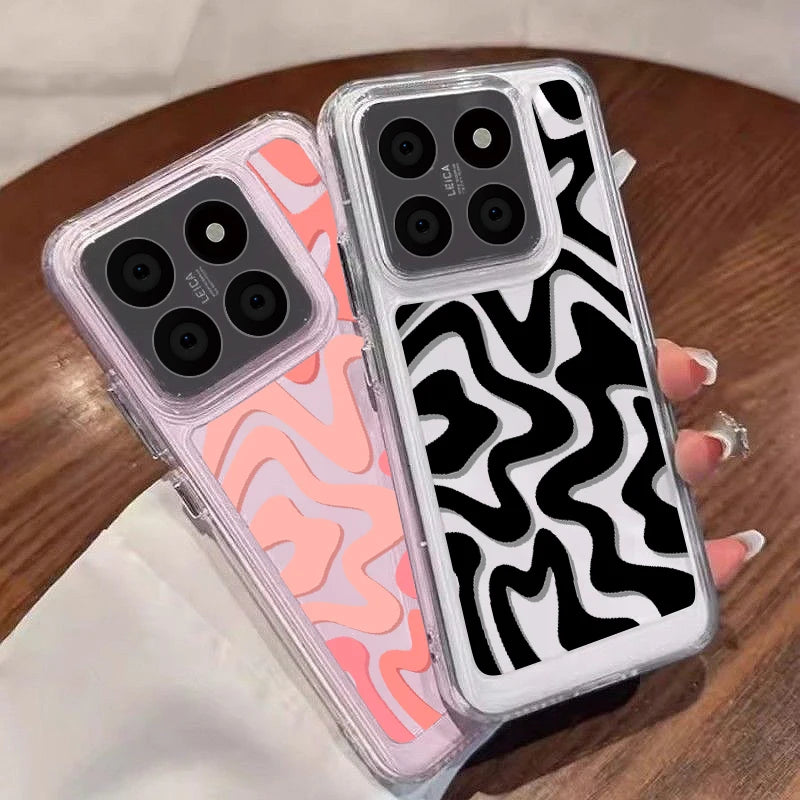 Shockproof Clear Striped Case For Xiaomi 13T 11T 14T Poco X5 X6 F6 Pro Funda Redmi Note 14 12 13 Pro 11 10 11s Mi 11 Lite 5G NE