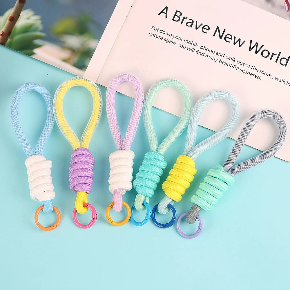 Phone Anti-lost Lanyard Key Short Wrist Pendant Colorful Macaron Round Bead Pendant Women's Hand-held Chain Mobile Phone Lanyard