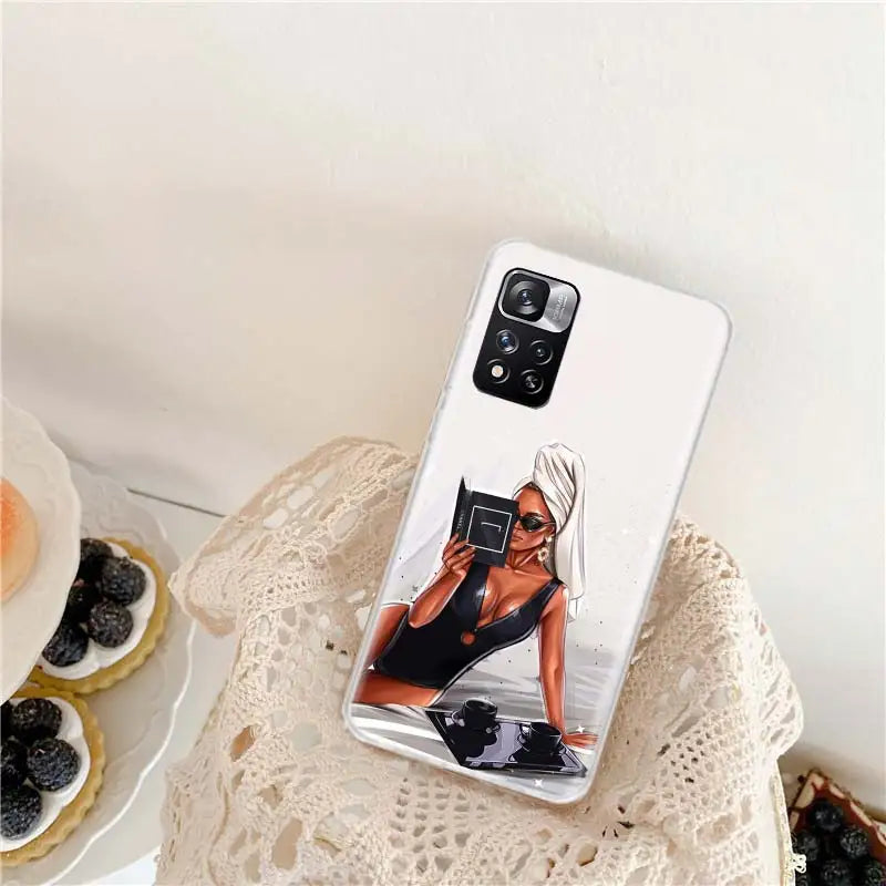 Princess Female Boss Coffee Phone Case For Xiaomi Redmi Note 11 12 14 Pro Plus 12S 11S 11T 11E 10S 10 9 9S 4G 5G 8 8T Cover Coqu