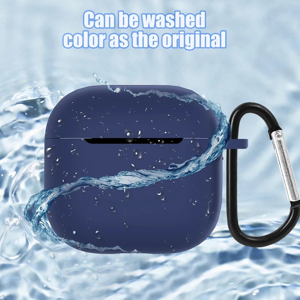Full Cover Silicone Cover Case for AirPods 4 Shockproof Anti-scratch Earphone Protective Sleeve with Carabiner for AirPods4