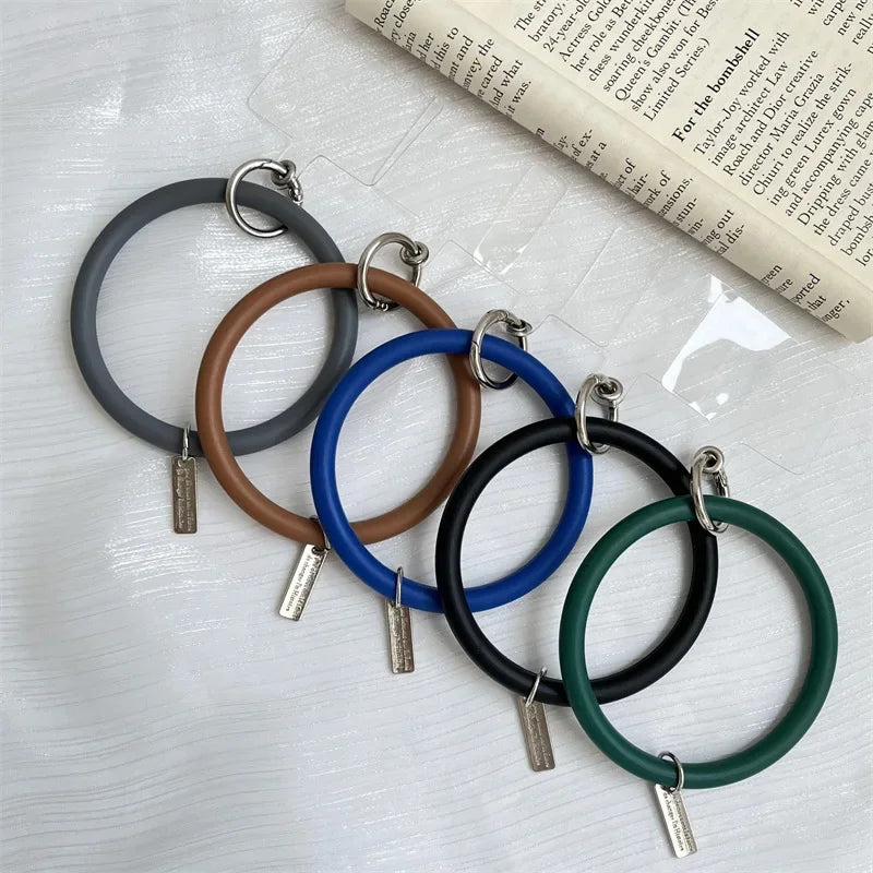 Silicone Wristbands Ring Circle Bracelet Charm Lanyards Strap for Mobile Phone Keychain Anti-Lost Cell Phone Lanyard