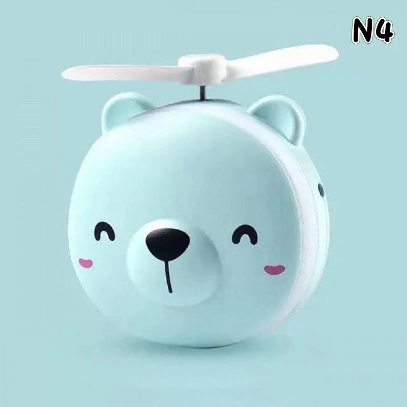 Cute Piggy Makeup Mirror With Led Light Handheld Cosmetic Mirror With Small Fan Girls Travel Portable Vanity Mirror HD Mirror