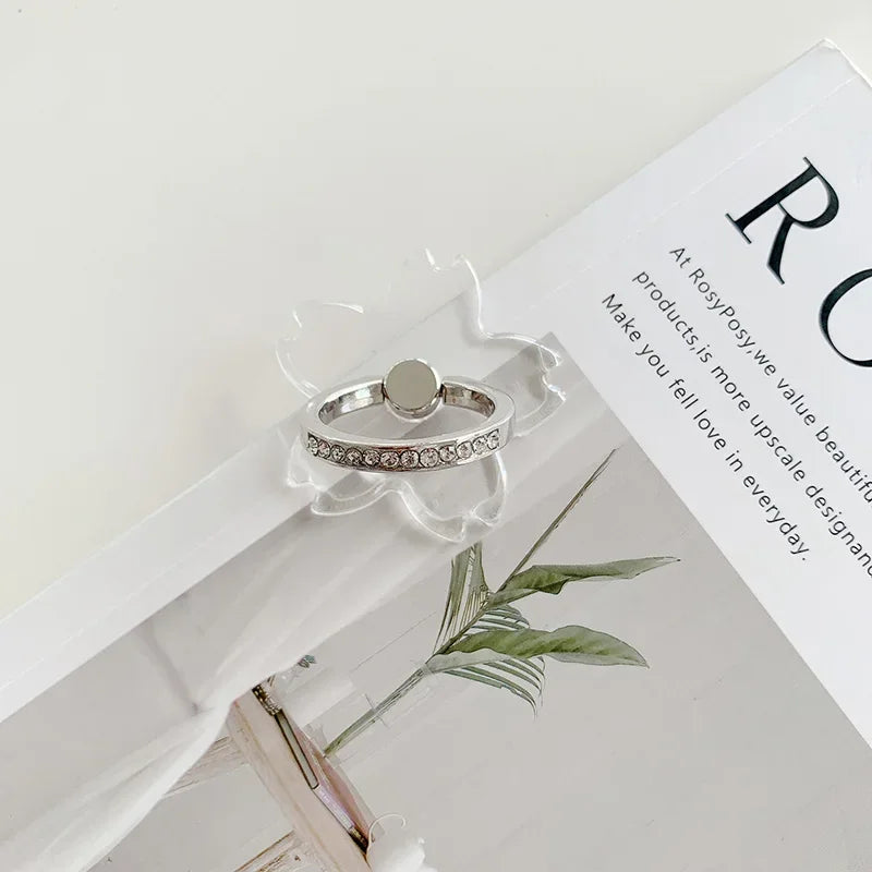 Transparent Finger Ring Holder Diamond Ring Phone Stand Holder for Cellphone Finger Grip Rotatable Phone Support Mount Accessory