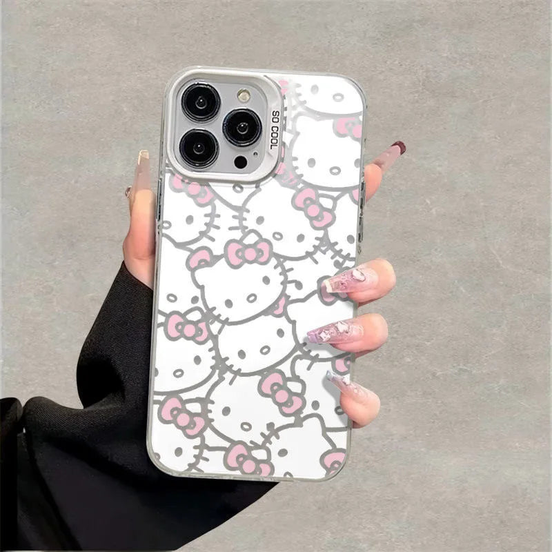 Hello Kitty Full Screen Kawaii Phone Case For iPhone 16 15 14 13 Pro Max 11 12 13 Pro XR XS MAX Pink Girl Y2K Cute Cartoon Cover