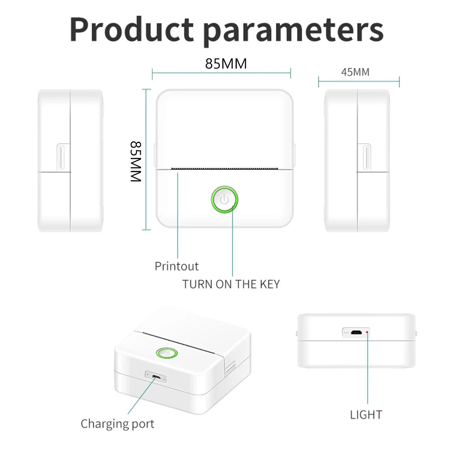 X6 Portable Mini Printer Thermal Printing Sticker Wireless Inkless Pocket Printer Self-adhesive Label Printer For Christmas gift