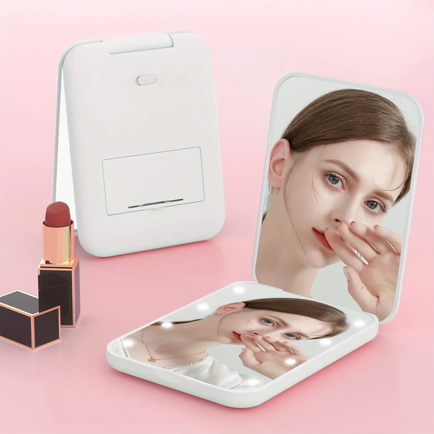 Mini Compact Led Makeup Mirror With Light 3X Magnifying Small Pocket Portable Travel Pink Black Foldable Cosmetic Vanity Mirrors