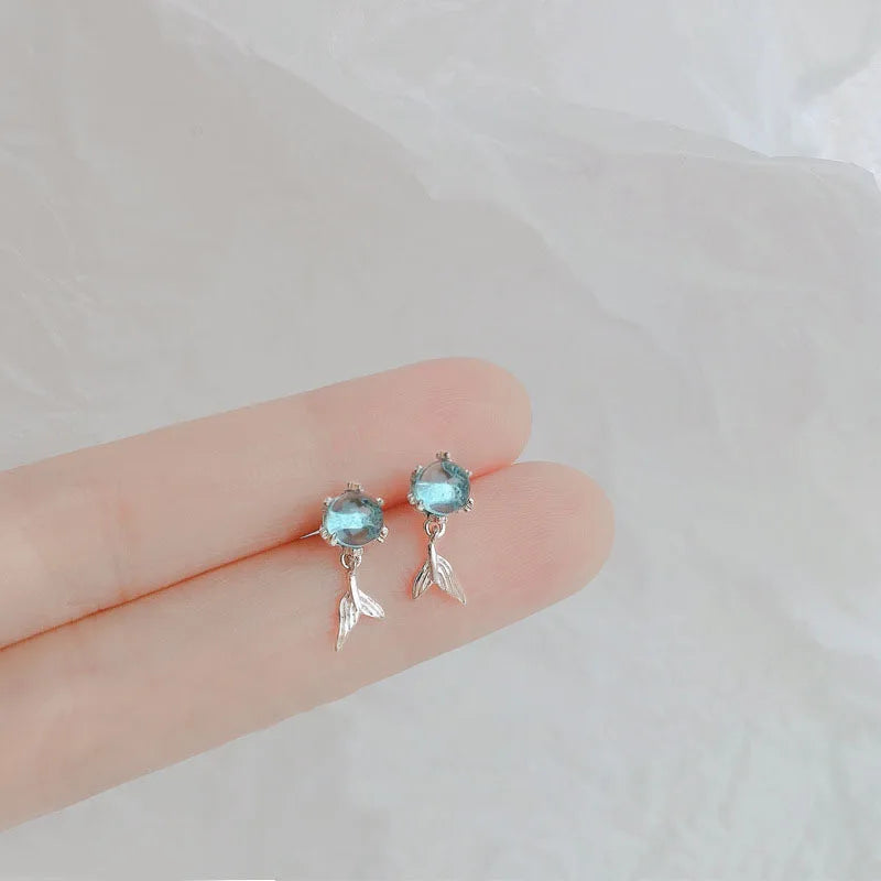 Korean Cute Ear Piercing Water Drop Earrings for Women Crystal Short Tassel Hypoallergenic Female Earrings Party Jewelry Brincos