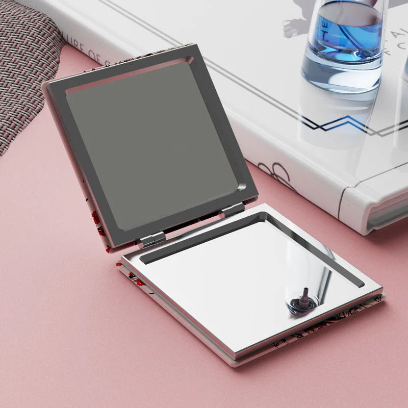 6x7cm, Haikyuu, Folding Double-sided Makeup Mirror, Portable Travel, Mini Light Compact, Anime Cute Girls Kids,Magnifying,Square