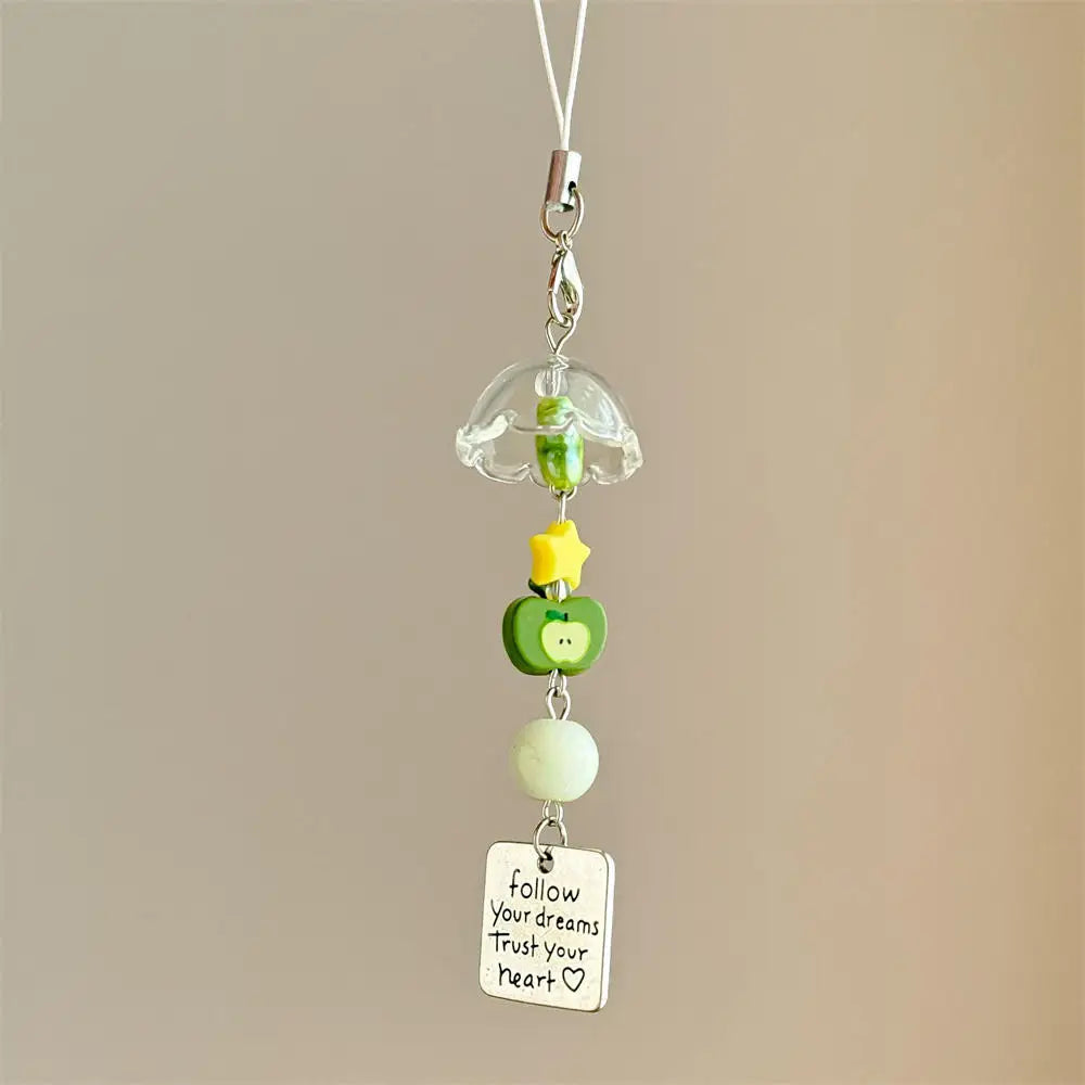 Phone Charm Strap Jellyfish Wind Chime Lily Flower Pendant Keychain Cute Key Phone Lanyard Women Girl Bag Ornament