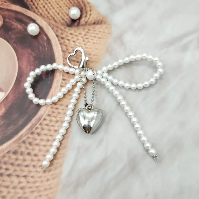 INS Wind Sweet Pearl Bow Bag Pendant Love Pendant Phone Pendant Girl Heart Phone Chain