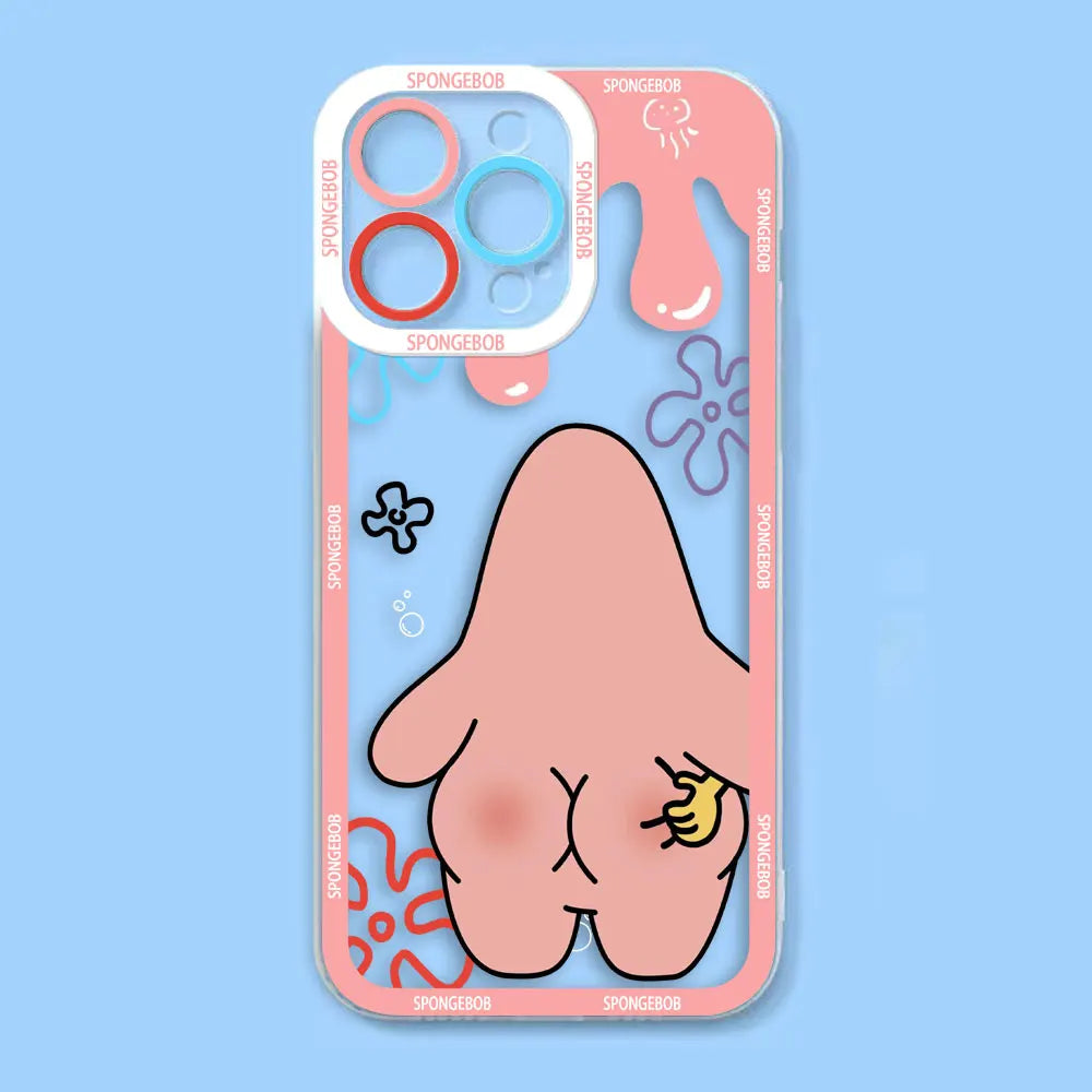 Cute Cartoon SpongeBob Patrick Star Angel Eyes Clear Phone Case For iPhone Apple 15 14 12 13 11 16 8 7 SE Plus X XR XS Max Case