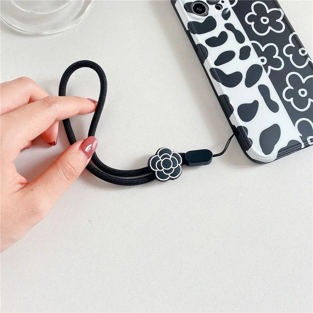 Strap Hanging Rope Phone Charms Keys Short Rope Mobile Phone Lanyard Wrist Hand Lanyard Phone Hanging Rope Flowers Phone Strap