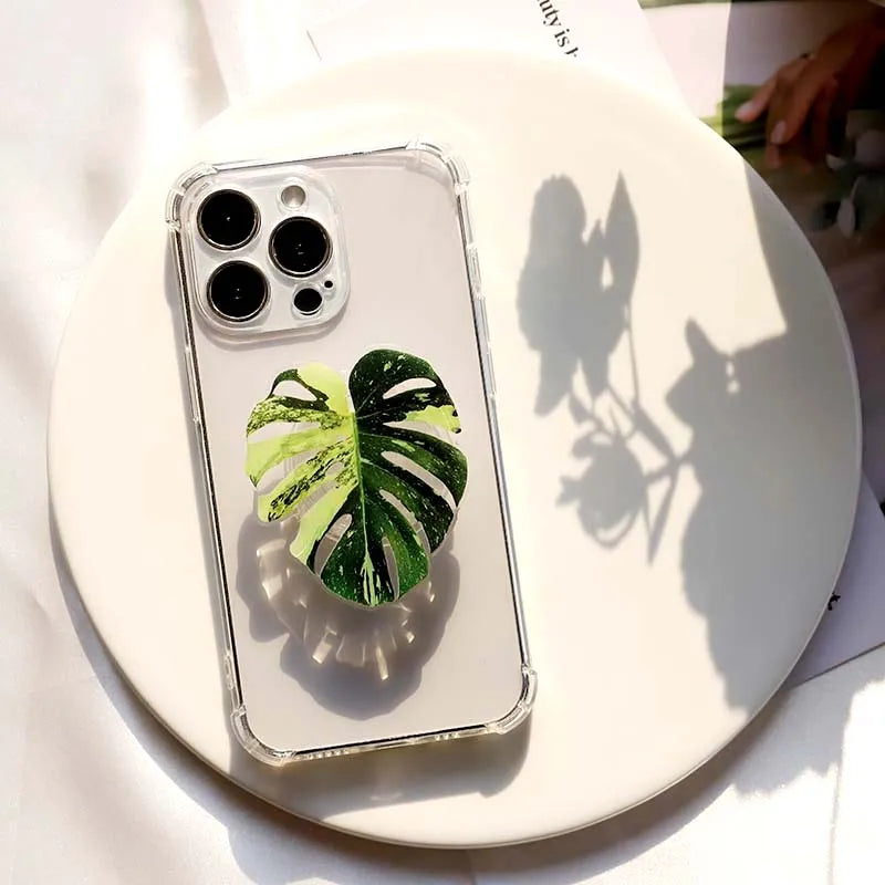 Pink Princess Plant Phone Holder Popular Socket Folding Grip Support Customization Gel Acrylic Simulation Leaf Universal