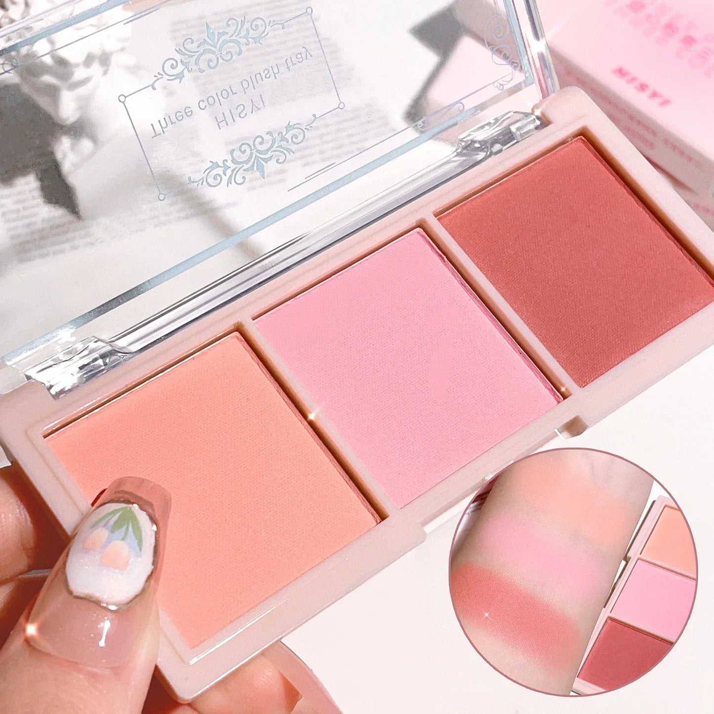 Three-color Blush Natural Color Rendering Delicate Non-flying Powder Matte Rouge Holding Makeup Clear Vitality Girl Blush Purple