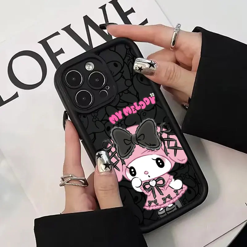 Kuromi My Melody Phone Case For iPhone 11 12 13 14 15 16 Pro Max Sanrio Thicken Case For iPhone 15 16 Plus Soft Protective Cover