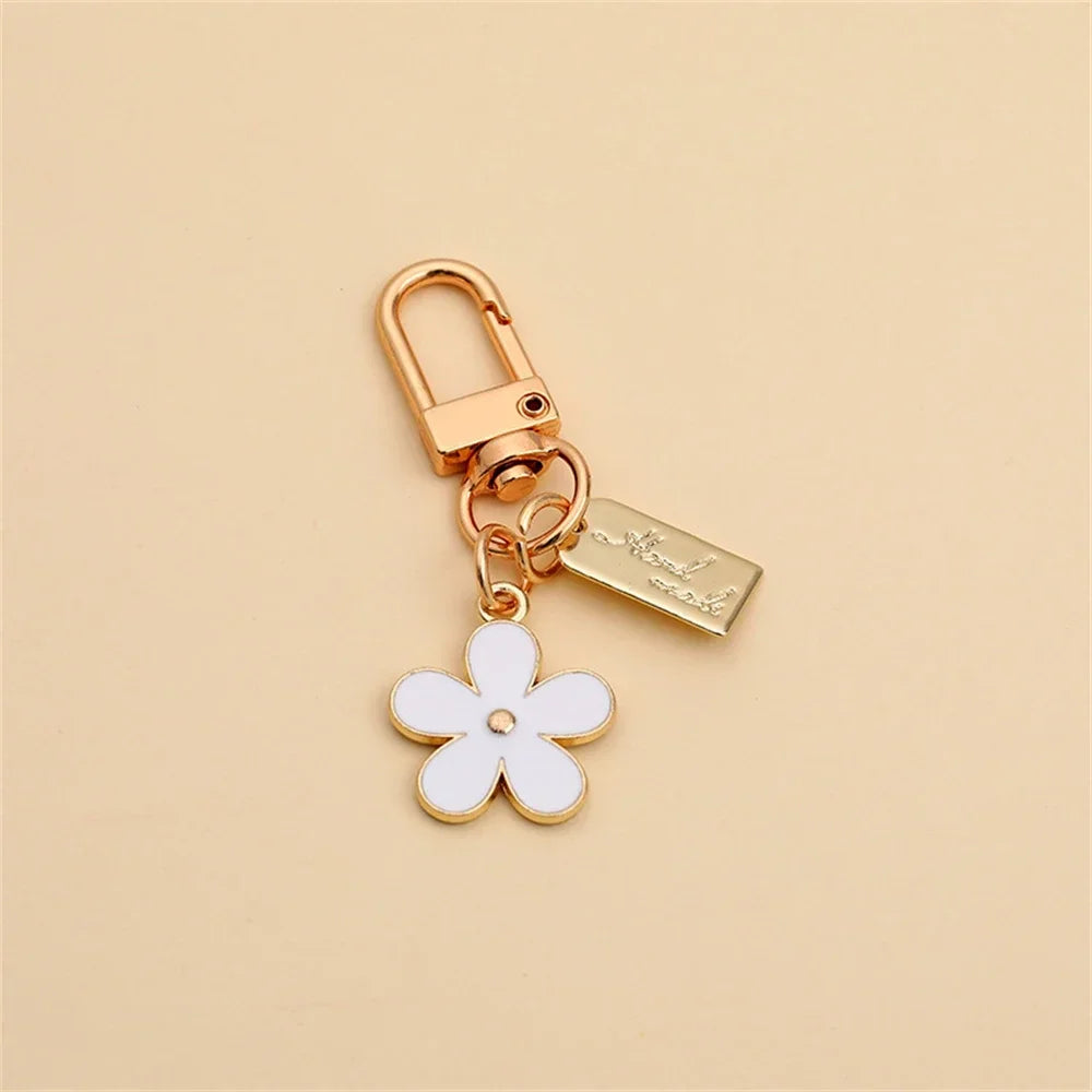 Cute Cherry Blossom Keychain Enamel Flower Pendant Key Chain Couple Car Key Holder Accessories For Women Girls Handbag Jewelry