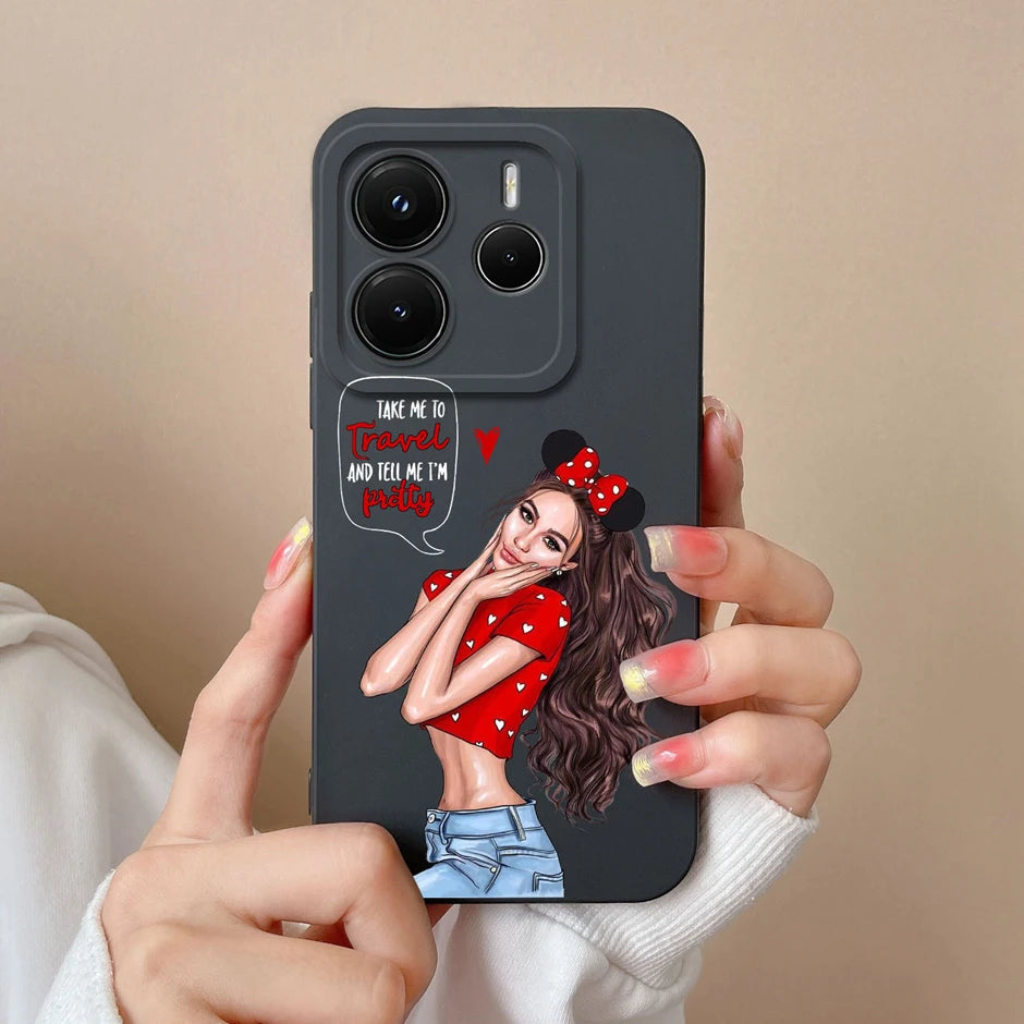 Case For Redmi Note 14 Pro Plus 4G 5G Pretty Sweet Girls Silicone Soft Protective Cover For RedmiNote14 14Pro Plus Fundas Bumper