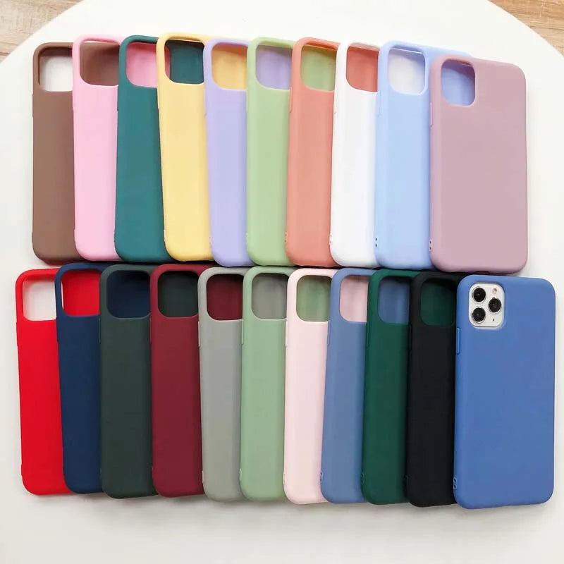 Candy Color Phone Case For iPhone 14 Plus 14 Pro Max 11 12 13 Pro X 7 8 Plus XR XS Max 12 mini Soft TPU shockproof Cover Funda