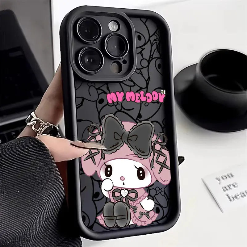 Kuromi My Melody Phone Case For iPhone 11 12 13 14 15 16 Pro Max Sanrio Thicken Case For iPhone 15 16 Plus Soft Protective Cover