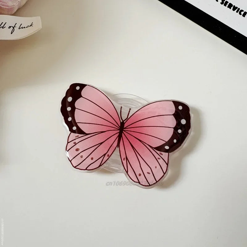 Cute Butterfly Phone Grip Tok Griptok Holder Ring For iPhone 15 Universal Accessories Lovely Bowknot Phone Stand Bracket Socket