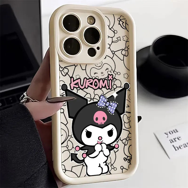 Kuromi My Melody Phone Case For iPhone 11 12 13 14 15 16 Pro Max Sanrio Thicken Case For iPhone 15 16 Plus Soft Protective Cover