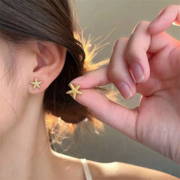Fashion Asymmetric Ocean Style Earrings Stud For Women Starfish Shell Earring Ear Ring Imitation Pearl Zircon Jewelry Gift