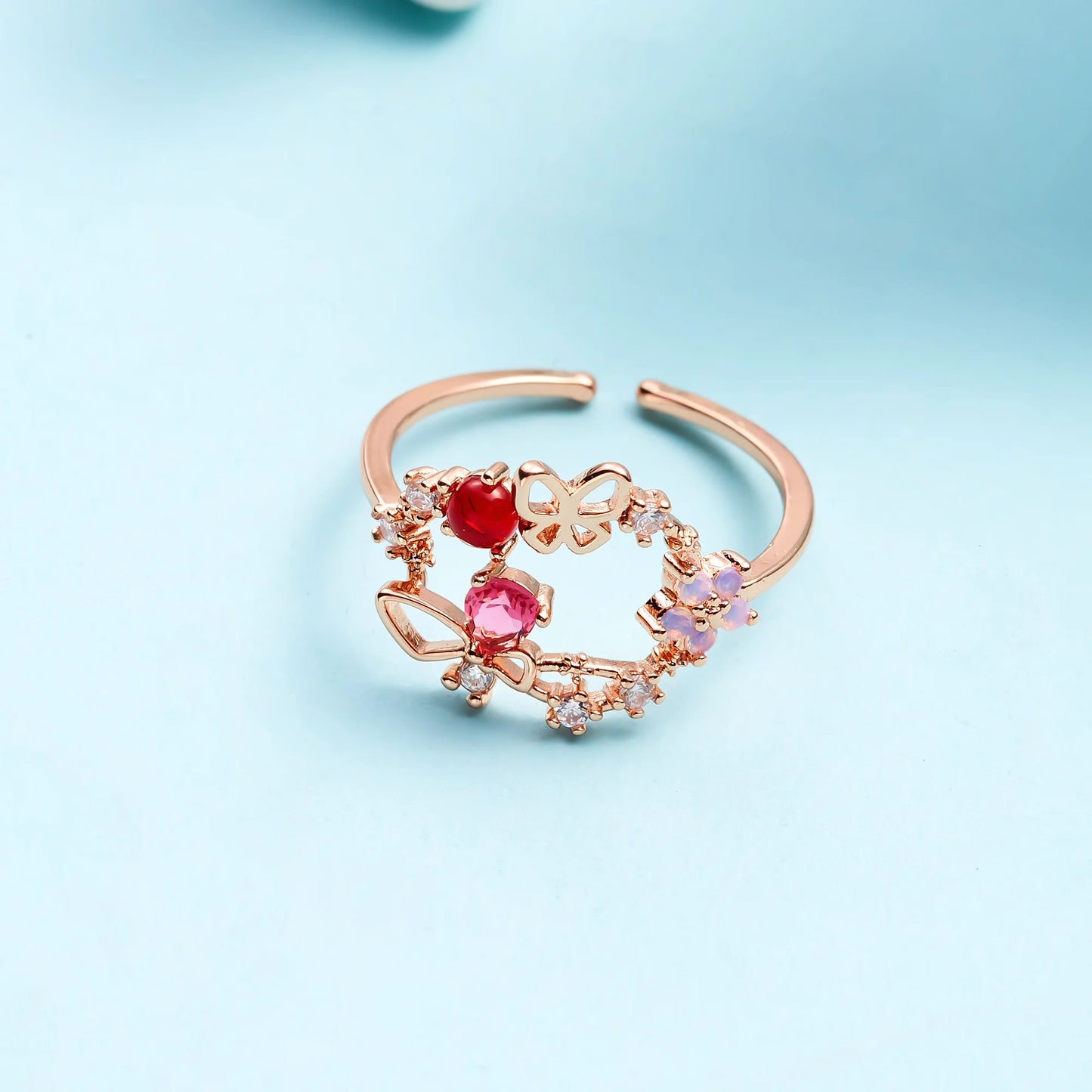 Korean Delicate Flowers Rings for Women Girls Temperament Micro-inlaid Crystal Zircon Finger Rings Party Jewelry Accessories
