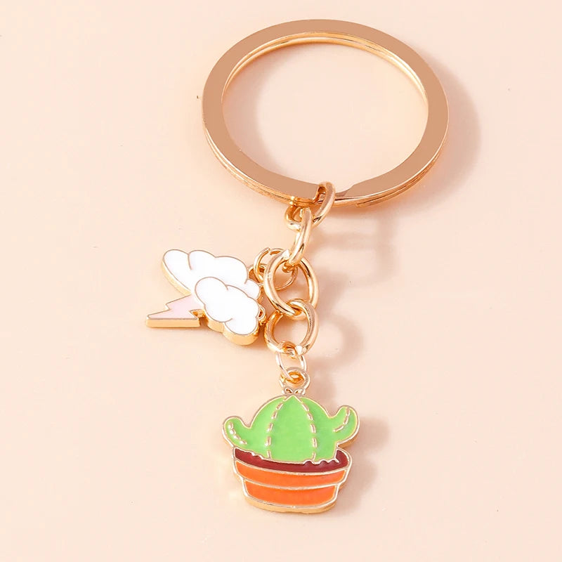 Cute Enamel Flower Keychain Butterfly Key Rings Pendants for Key Holder Women Girls Handbag Decor DIY Jewelry Gifts
