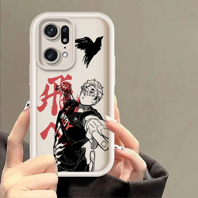 Anime Haikyuu 1 For OPPO Find X5 X3 A58 A57 A55 A53 A54 A92 A72 A74 A54 A74 A36 A76 A78 A94 Eye Ladder Phone Case TPU Coque