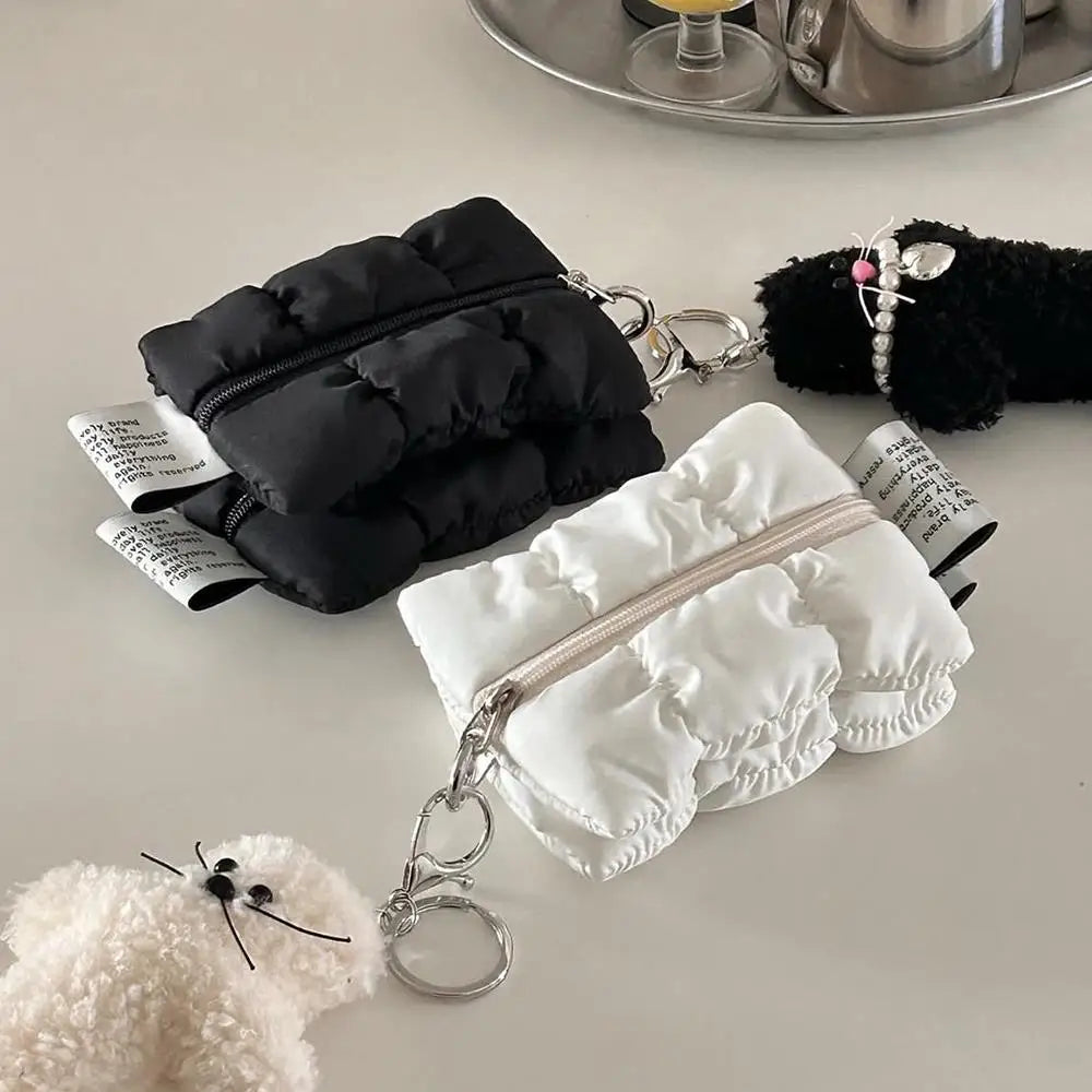 2025 Cute Mini Change Storage Bag Solid Color Cloud Pleated Coin Purse Portable Women's Earphone Coins Keys Wallet Cosmetic Bag