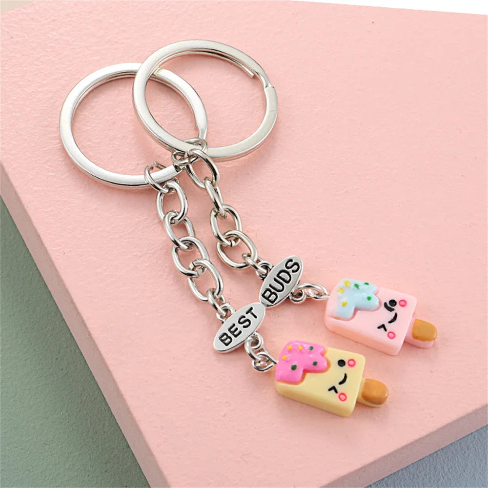 Lovely Dessert Keychain Afternoon Tea Key Ring Ice Cream Chocolate Cake Potato Food Key Chain Women Girl Gifts Handmade Jewelry