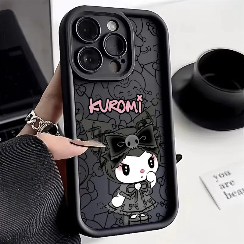 Kuromi My Melody Phone Case For iPhone 11 12 13 14 15 16 Pro Max Sanrio Thicken Case For iPhone 15 16 Plus Soft Protective Cover