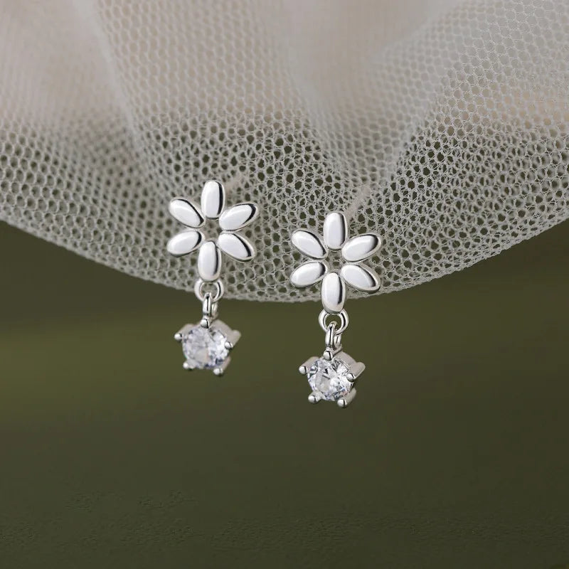 Korean Cute Ear Piercing Water Drop Earrings for Women Crystal Short Tassel Hypoallergenic Female Earrings Party Jewelry Brincos