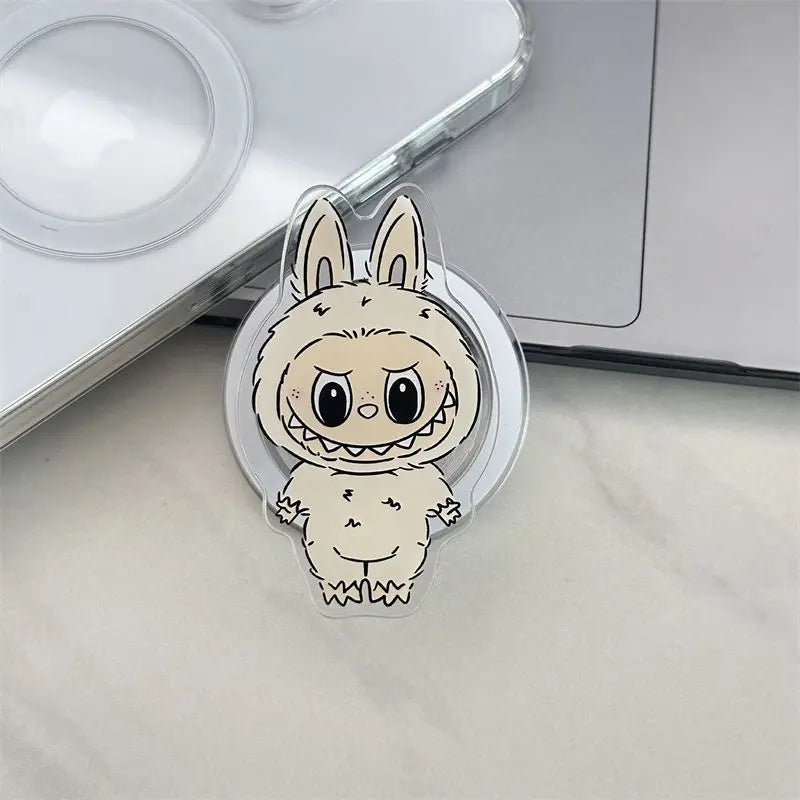 Korean La Cute BuBu Cartoon Magnetic Phone Grip Tok Griptok Phone Holder Girl for IPhone 16 15 13 Samsung Universal Stand Holder