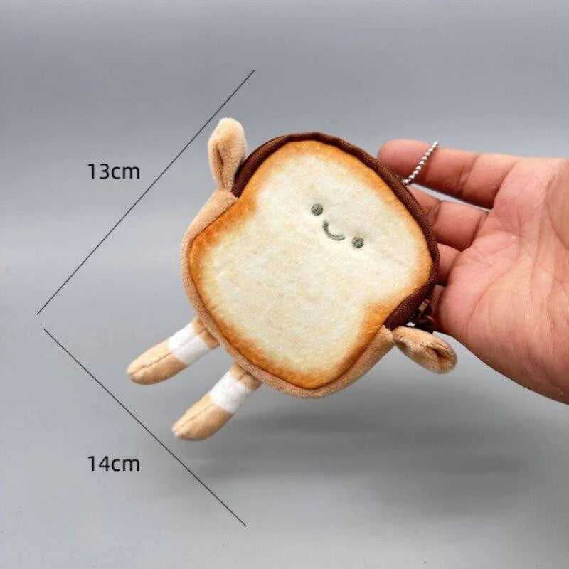 New Creative Toast Bread Plush Coin Purse Fashion Kawaii Mini Key Card Earphone Storage Wallet Cartoon Bags Pendant