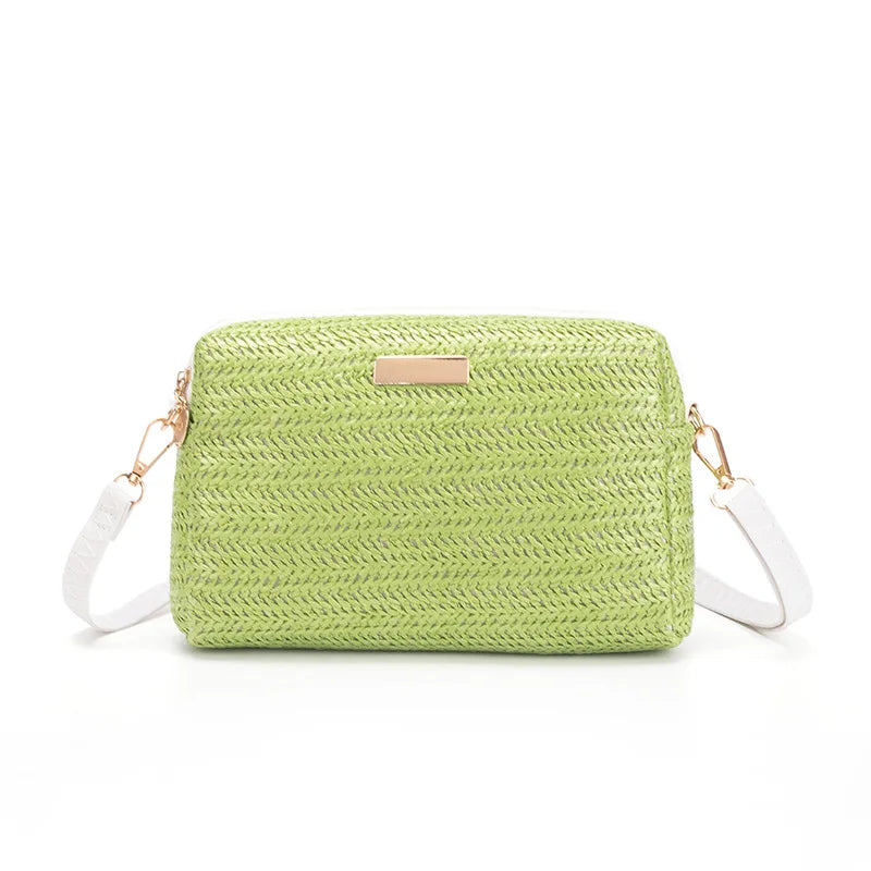 Solid Color Bag Women Woven Shoulder Bag Messenger Bag Fashion Straw Beach Bag Purses and Handbags Bolsa De Paja Drop Shipping