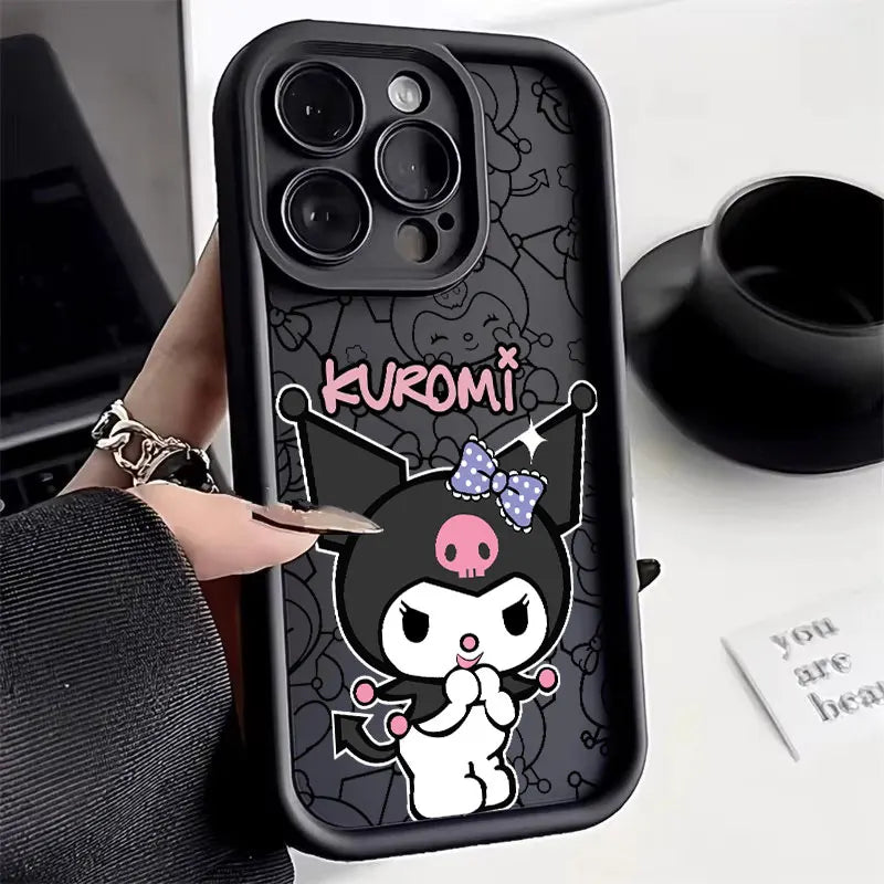 Kuromi My Melody Phone Case For iPhone 11 12 13 14 15 16 Pro Max Sanrio Thicken Case For iPhone 15 16 Plus Soft Protective Cover