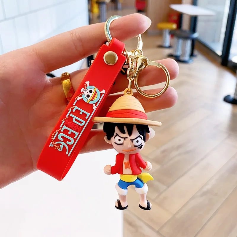 Anime One Piece Figures Keychain Monkey D. Luffy Nami Zoro Key Chain Car Bag Pendant Pvc Model Doll Decor for Friends Kids Gift