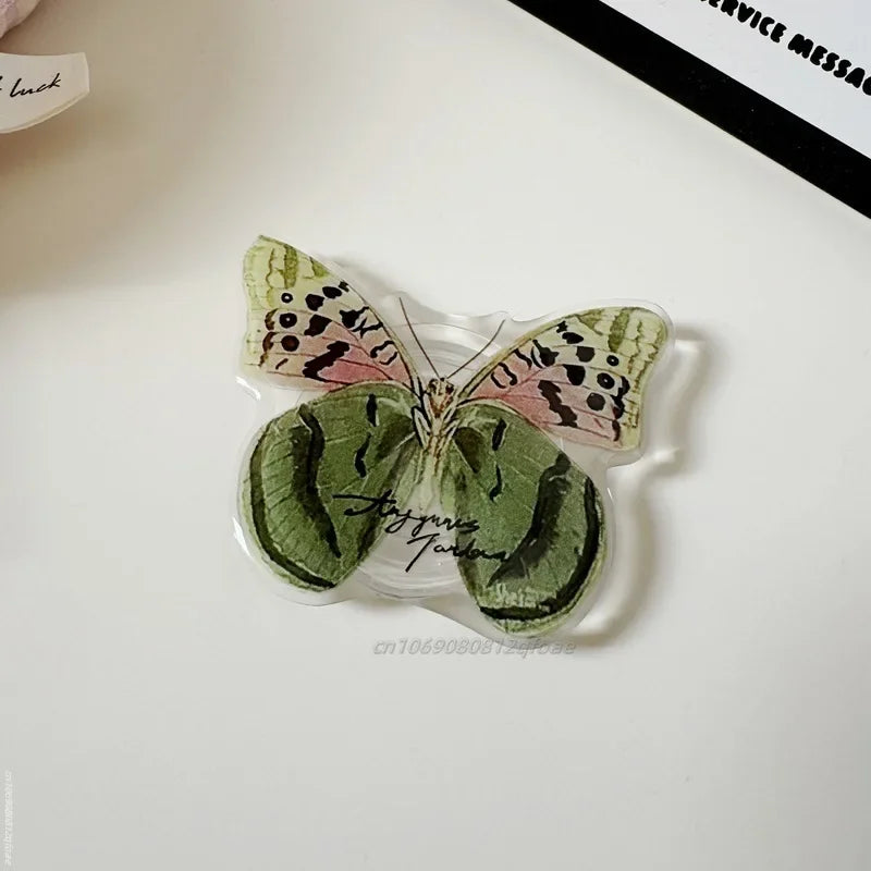 Cute Butterfly Phone Grip Tok Griptok Holder Ring For iPhone 15 Universal Accessories Lovely Bowknot Phone Stand Bracket Socket