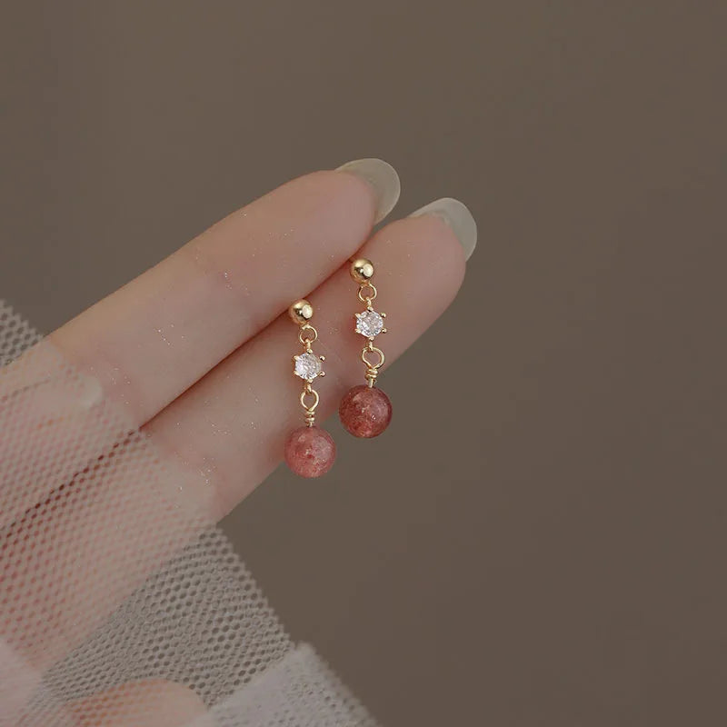 Korean Cute Ear Piercing Water Drop Earrings for Women Crystal Short Tassel Hypoallergenic Female Earrings Party Jewelry Brincos